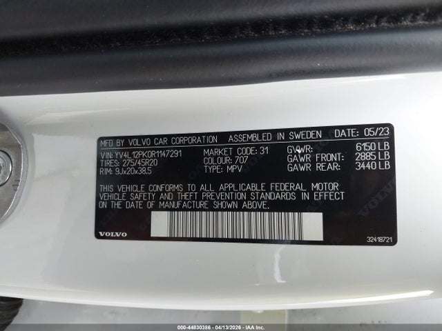2024 Volvo Xc90 B5 Core Bright Theme მანქანა იყიდება აუქციონზე, vin: YV4L12PK0R1147291, აუქციონის ნომერი: 44830386
