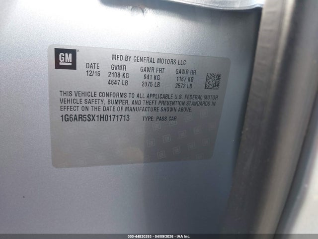 44830393 :رقم المزاد ، 1G6AR5SX1H0171713 vin ، 2017 Cadillac Cts Luxury مزاد بيع
