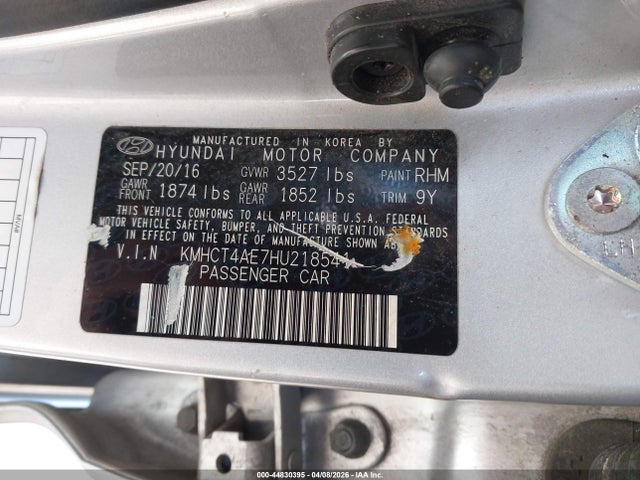 44830395 :رقم المزاد ، KMHCT4AE7HU218541 vin ، 2017 Hyundai Accent Se مزاد بيع