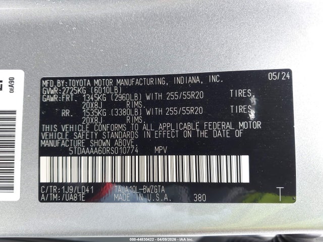 2024 Lexus Tx 350 Luxury მანქანა იყიდება აუქციონზე, vin: 5TDAAAA60RS010774, აუქციონის ნომერი: 44830422