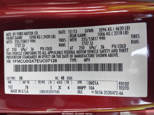 Ford ESCAPE SE 2014 1FMCU0GX7EUC07128 Image 9