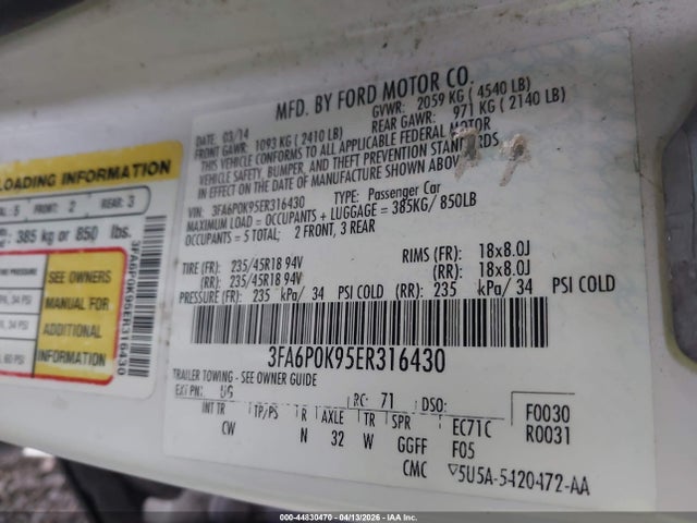 Ford Fusion Titanium 2014 3FA6P0K95ER316430 Image 9