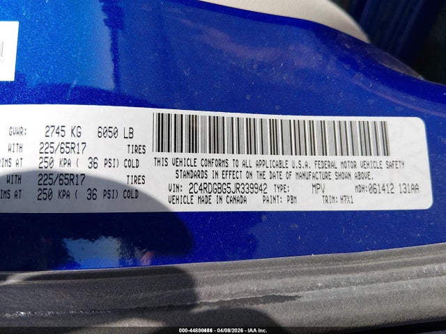 2018 DODGE GRAND CARAVAN 2C4RDGBG5JR339942 Photo 8