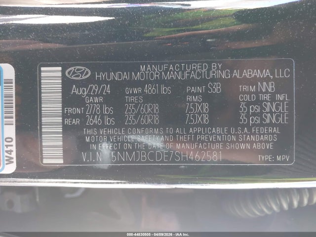 Продаж на аукціоні авто 2025 Hyundai Tucson Sel, vin: 5NMJBCDE7SH462581, номер лоту: 44830505