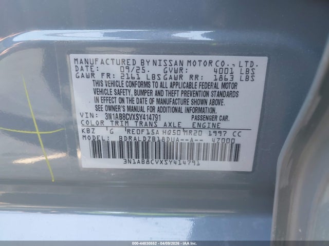 Продажа на аукционе авто 2025 Nissan Sentra Sv, vin: 3N1AB8CVXSY414791, номер лота: 44830552
