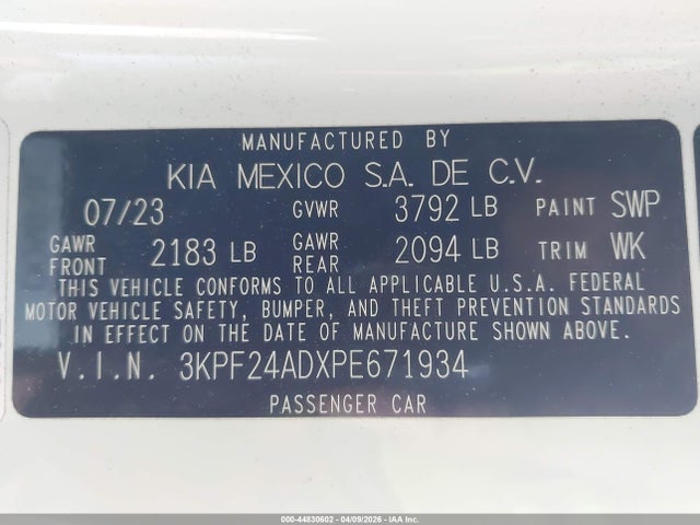 KIA Forte Lxs 2023 3KPF24ADXPE671934 Image 9
