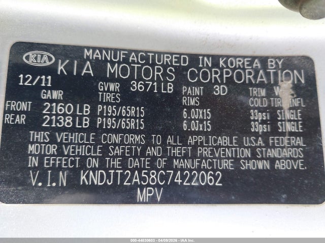 Продаж на аукціоні авто 2012 Kia Soul, vin: KNDJT2A58C7422062, номер лоту: 44830603