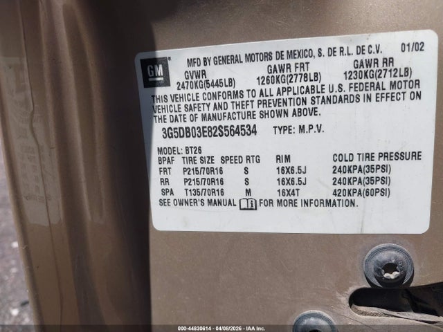 2002 BUICK RENDEZVOUS 3G5DB03E82S564534 Photo 8