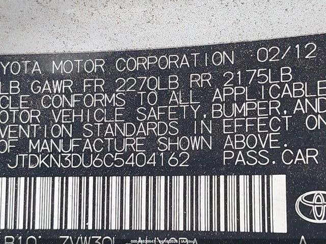 Продаж на аукціоні авто 2012 Toyota Prius, vin: JTDKN3DU6C5404162, номер лоту: 44830647