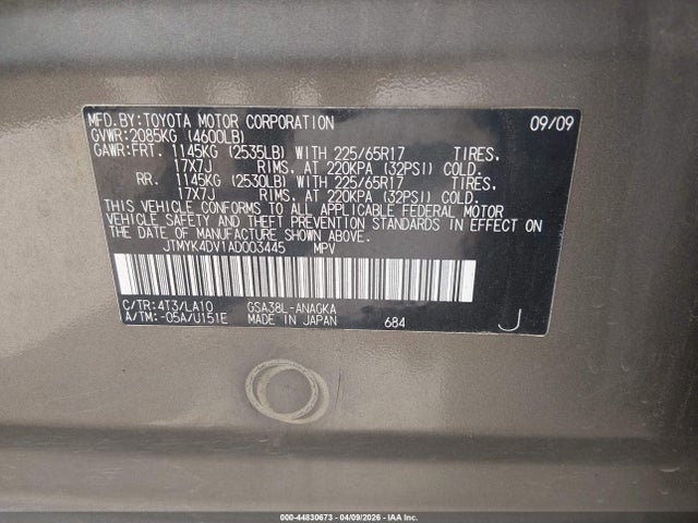 Продаж на аукціоні авто 2010 Toyota Rav4 Limited V6, vin: JTMYK4DV1AD003445, номер лоту: 44830673