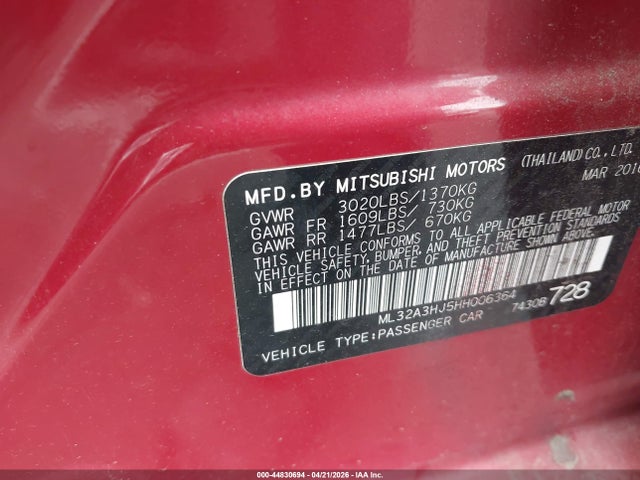 ML32A3HJ5HH006364 Mitsubishi MIRAGE ES