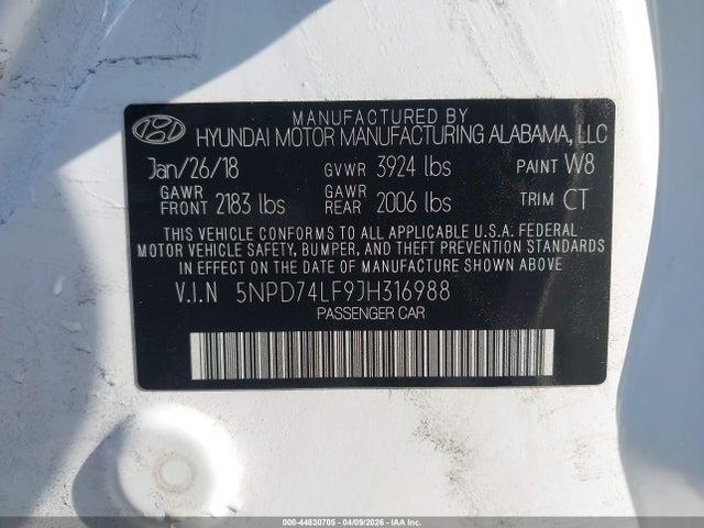 Hyundai ELANTRA SE 2018 5NPD74LF9JH316988 Image 9