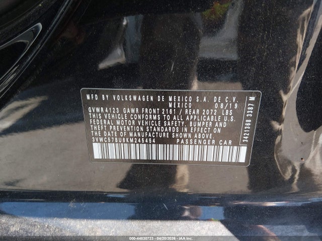 2019 Volkswagen Jetta 1.4t R-line/1.4t S/1.4t Se მანქანა იყიდება აუქციონზე, vin: 3VWC57BU6KM245454, აუქციონის ნომერი: 44830723