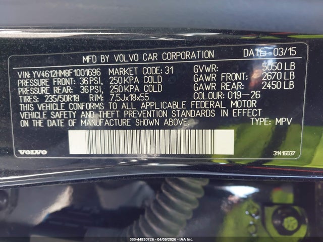 2015 VOLVO V60 CROSS COUNTRY YV4612HM8F1001696 Photo 8