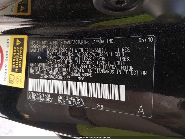 Продаж на аукціоні авто 2010 Lexus Rx 350, vin: 2T2BK1BA3AC065572, номер лоту: 44830767