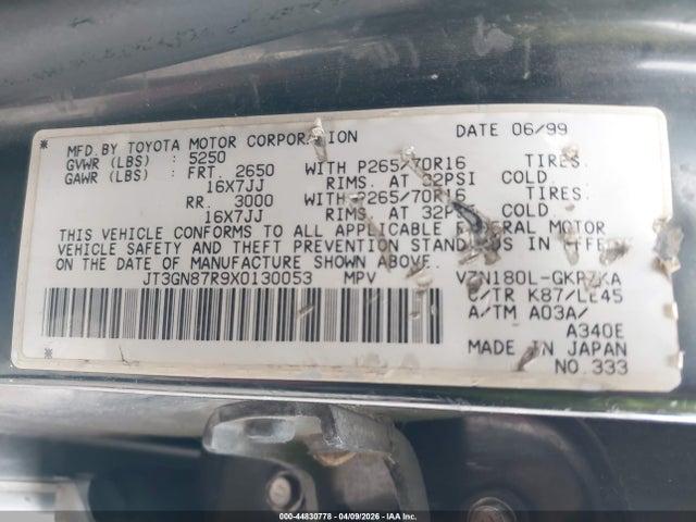 1999 TOYOTA 4RUNNER JT3GN87R9X0130053 Photo 8