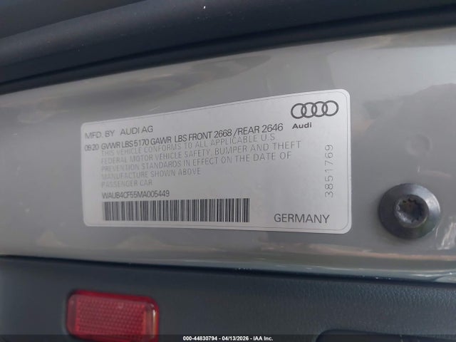 Продажа на аукционе авто 2021 Audi S5 Sportback Prestige Tfsi Quattro Tiptronic, vin: WAUB4CF55MA005449, номер лота: 44830794