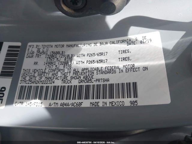 Aukcja sprzedaży 2019 Toyota Tacoma, vin: 3TMCZ5AN2KM222324, numer aukcji: 44830795