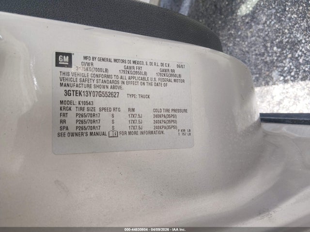 Продажа на аукционе авто 2007 Gmc Sierra 1500 Slt, vin: 3GTEK13Y07G552627, номер лота: 44830804