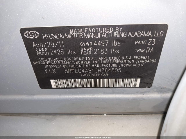 Aukcja sprzedaży 2012 Hyundai Sonata Limited 2.0t, vin: 5NPEC4AB1CH364505, numer aukcji: 44830809