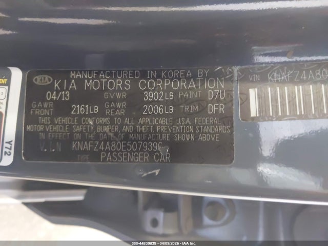 KNAFZ4A80E5079396 KIA FORTE EX