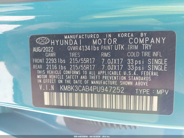 Продаж на аукціоні авто 2023 Hyundai Kona Sel, vin: KM8K3CAB4PU947252, номер лоту: 44830856