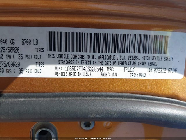 Продаж на аукціоні авто 2012 Ram 1500 St, vin: 1C6RD7FT4CS328544, номер лоту: 44830857