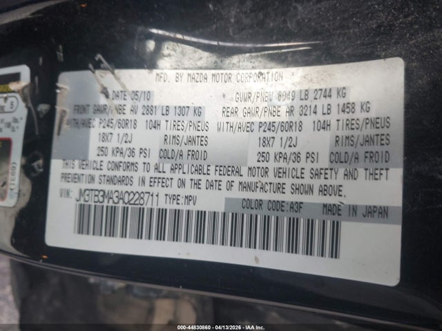 Aukcja sprzedaży 2010 Mazda Cx-9 Sport, vin: JM3TB3MA3A0228711, numer aukcji: 44830860