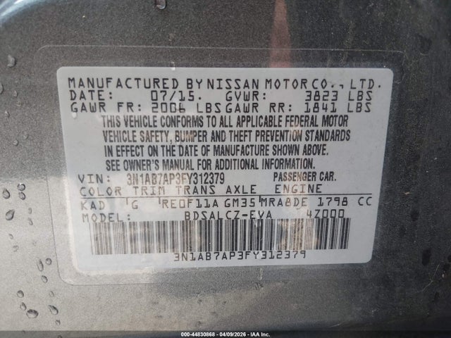 3N1AB7AP3FY312379 Nissan SENTRA S