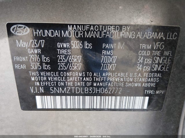 5NMZTDLB3JH062772 Hyundai Santa Fe Sport 2.4l