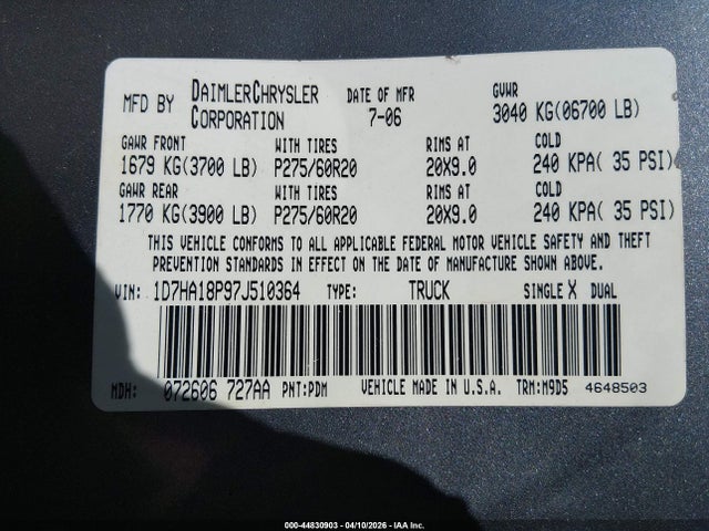 2007 DODGE RAM 1500 1D7HA18P97J510364 Photo 8