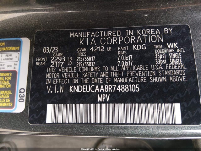 44830921 :رقم المزاد ، KNDEUCAA8R7488105 vin ، 2024 Kia Seltos S مزاد بيع