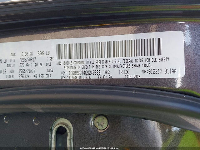 44830947 :رقم المزاد ، 1C6RR6GT4GS240688 vin ، 2016 Ram 1500 Slt مزاد بيع