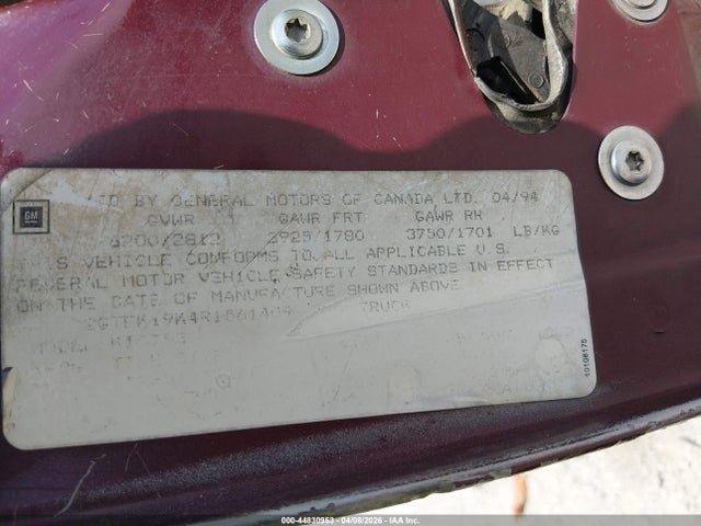 44830953 :رقم المزاد ، 2GTEK19K4R1561409 vin ، 1994 Gmc Sierra K1500 مزاد بيع