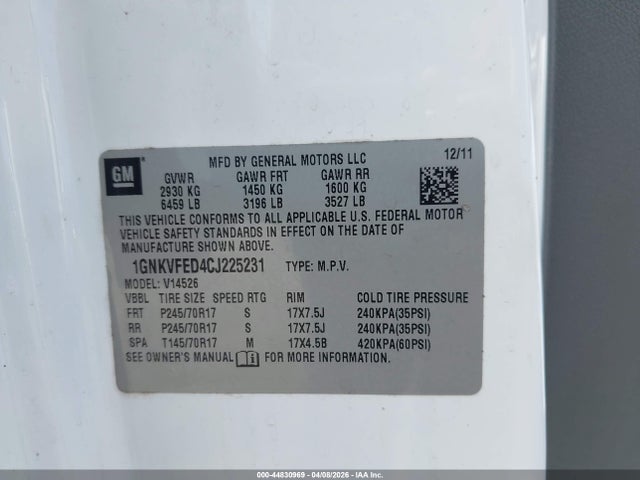 2012 CHEVROLET TRAVERSE 1GNKVFED4CJ225231 Photo 8
