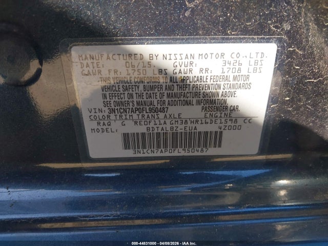 Nissan Versa 1.6 Sv 2015 3N1CN7AP0FL950487 Image 9