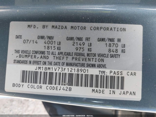 Продаж на аукціоні авто 2015 Mazda Mazda3, vin: JM1BM1V73F1218901, номер лоту: 44831006