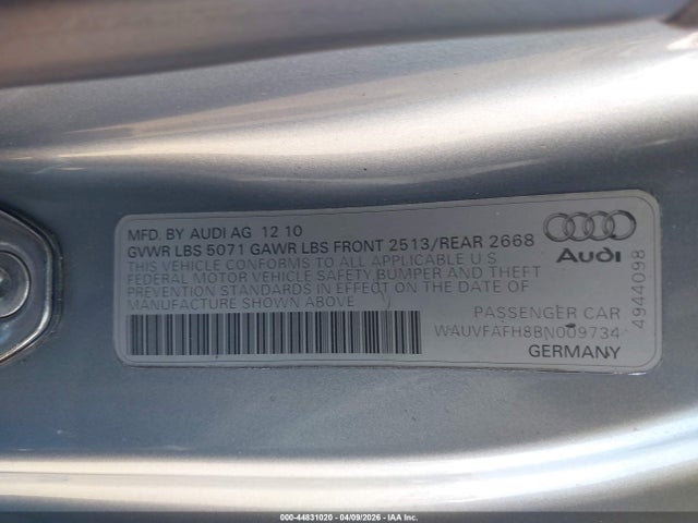 Продаж на аукціоні авто 2011 Audi A5 2.0t Premium, vin: WAUVFAFH8BN009734, номер лоту: 44831020