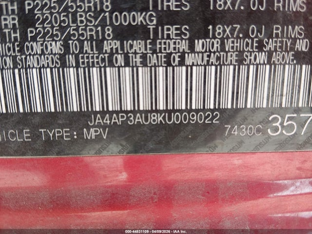 JA4AP3AU8KU009022 Mitsubishi Outlander Sport 2.0 Es