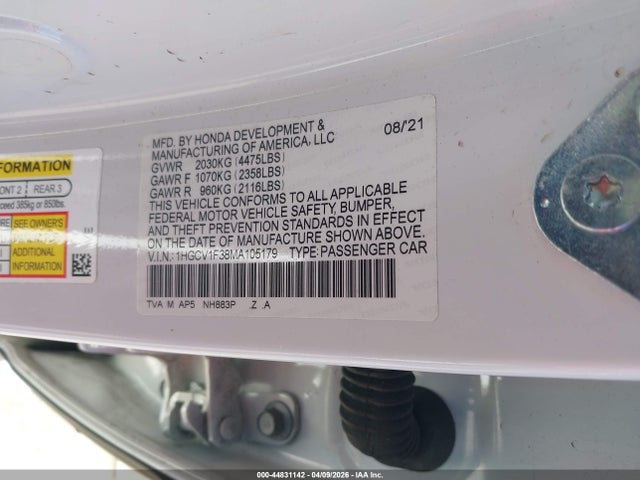 1HGCV1F38MA105179 Honda Accord Sport