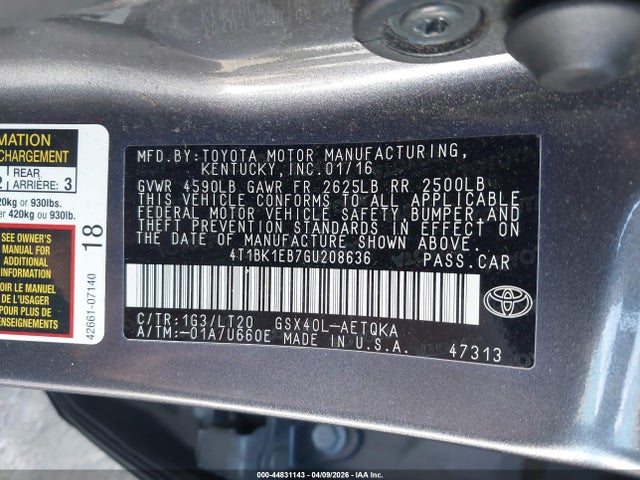 Toyota Avalon Touring 2016 4T1BK1EB7GU208636 Image 9