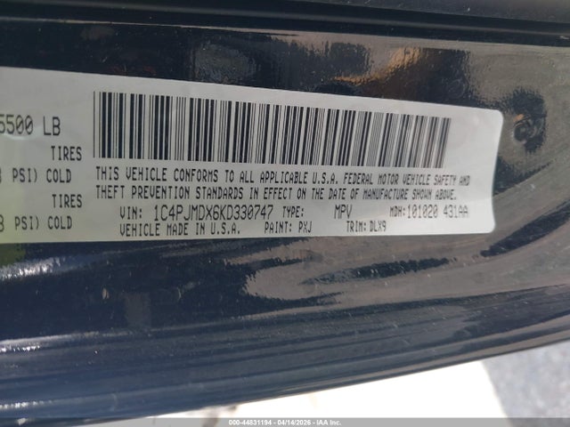 2019 Jeep Cherokee Limited 4x4 მანქანა იყიდება აუქციონზე, vin: 1C4PJMDX6KD330747, აუქციონის ნომერი: 44831194