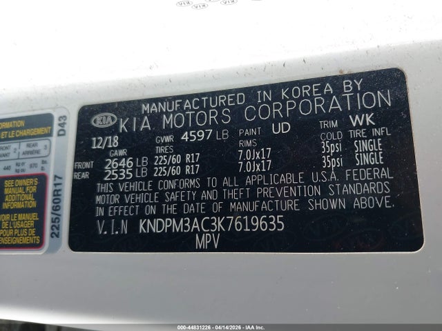 2019 KIA SPORTAGE KNDPM3AC3K7619635 Photo 8