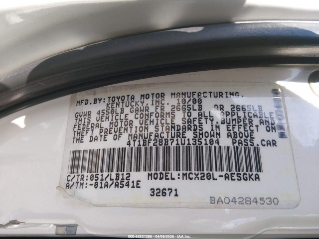 Aukcja sprzedaży 2001 Toyota Avalon Xls, vin: 4T1BF28B71U135104, numer aukcji: 44831260