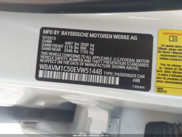 Aukcja sprzedaży 2014 Bmw X1 Sdrive28i, vin: WBAVM1C50EVW51448, numer aukcji: 44831294
