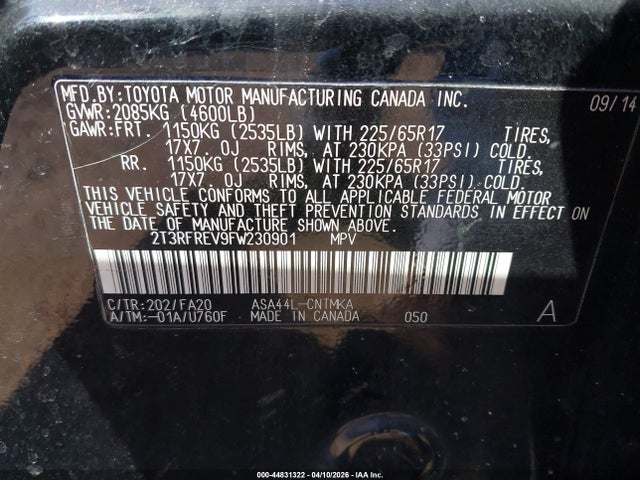 Toyota Rav4 Xle 2015 2T3RFREV9FW230901 Image 9