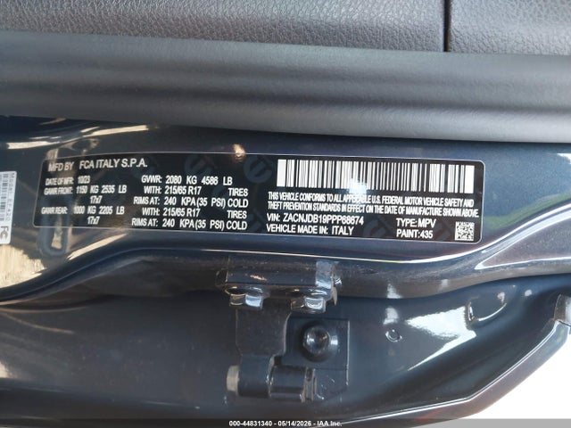 Aukcja sprzedaży 2023 Jeep Renegade Upland 4x4, vin: ZACNJDB19PPP68674, numer aukcji: 44831340