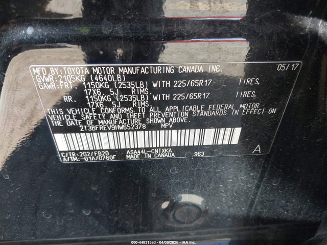 Toyota RAV4 LE 2017 2T3BFREV9HW652378 Image 9