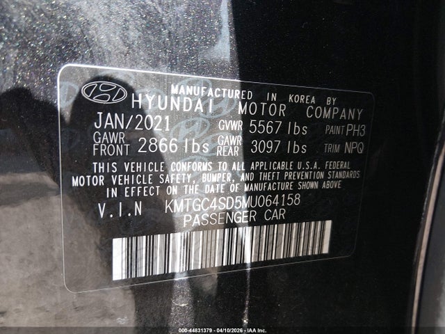 Aukcja sprzedaży 2021 Genesis G80 3.5t Awd, vin: KMTGC4SD5MU064158, numer aukcji: 44831379