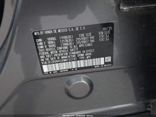 3CZRU6H3XMM722781 Honda Hr-v Awd Lx